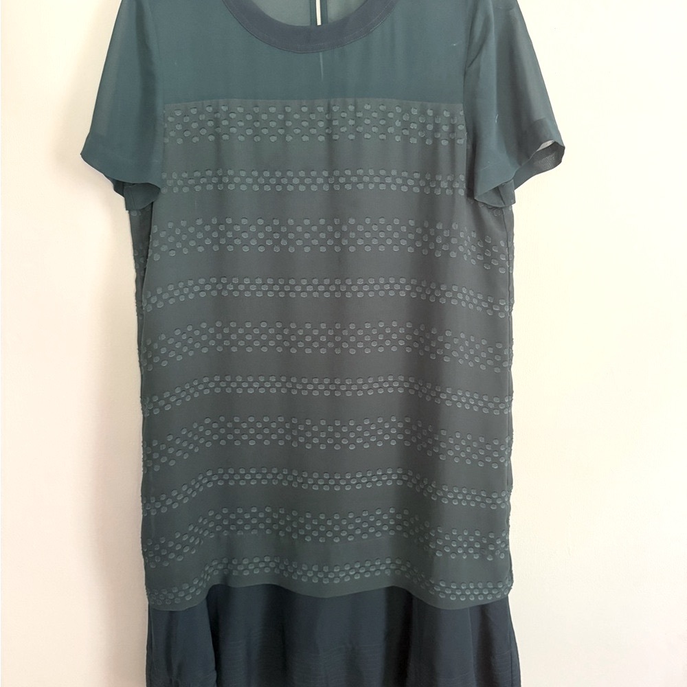 Madewell Green Short Sleeve Vintage-Inspired Swing Shift Dress
